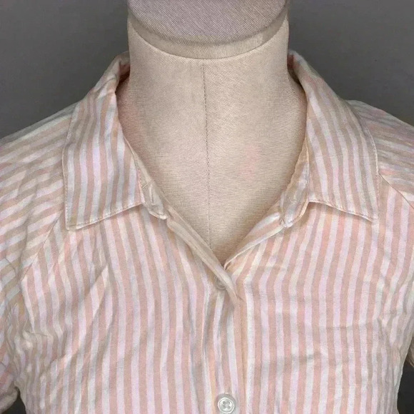 Olive and Oak Womens Cropped Front Tie Stripped Shirt Size  Medium - Picture 3 of 6